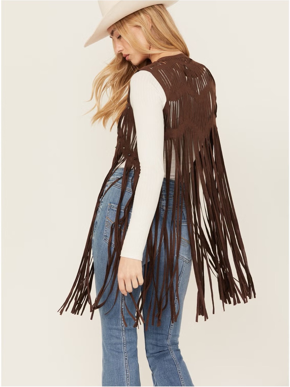 Idyllwind Dark Brown Fringe Faux Suede Vest